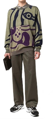 KENZO FW21 Baju Sejuk Grafik Leher Bulat Hijau FB65PU6403TC-50 Shop KENZO FW21 Baju Sejuk Grafik Leher Bulat Hijau FB65PU6403TC-50