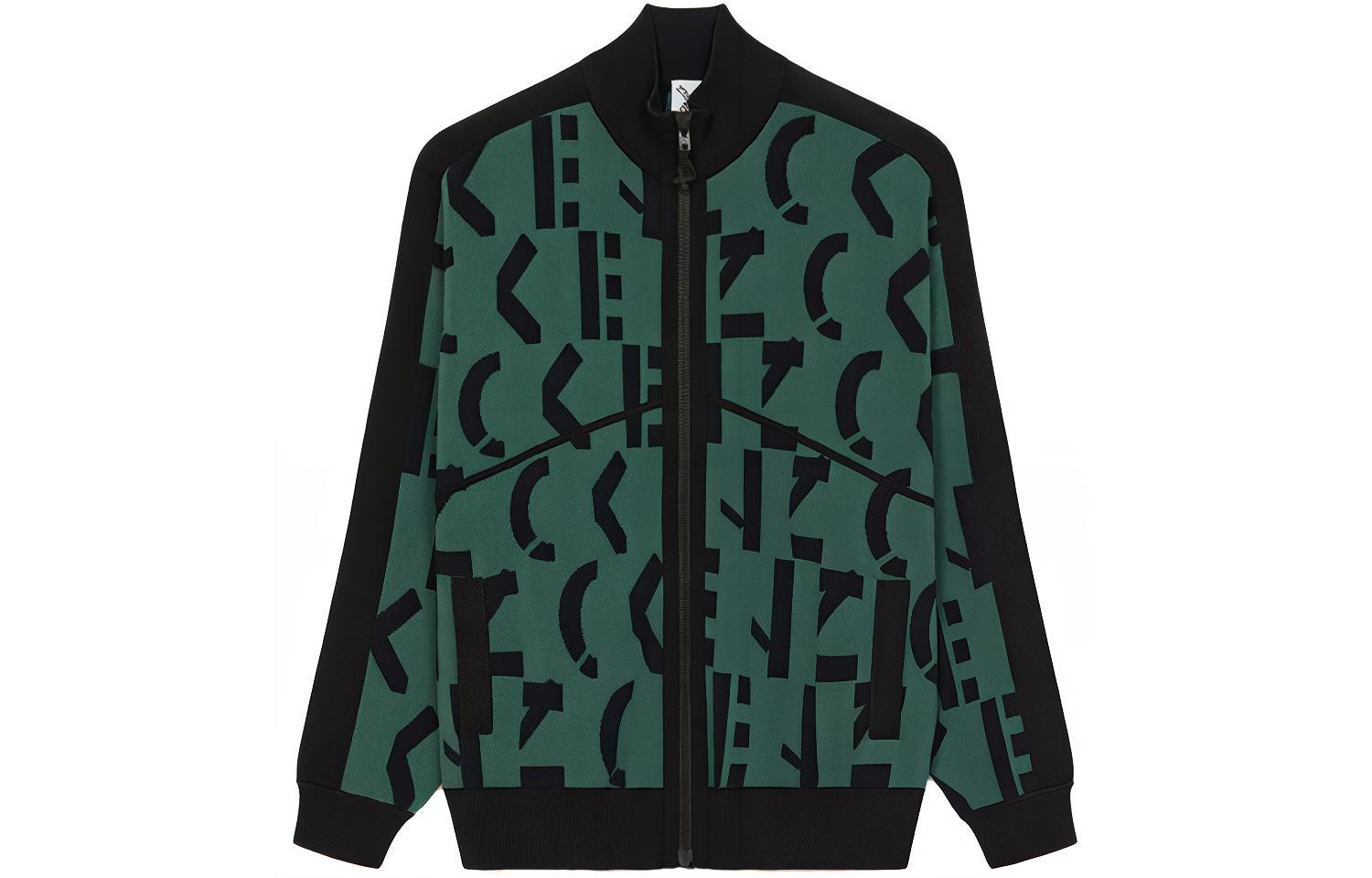 KENZO FW21 Graphic Print Patchwork Zip-Up Jacket Green Men’s FB65BL6373SD-54