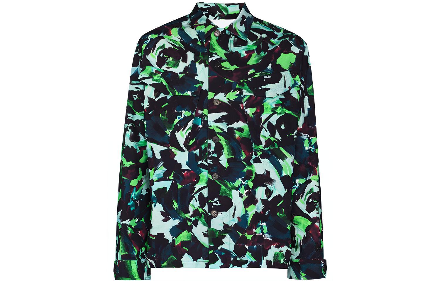 KENZO FW21 Green Floral Print Shirt Jacket FB65VE2139D1-57