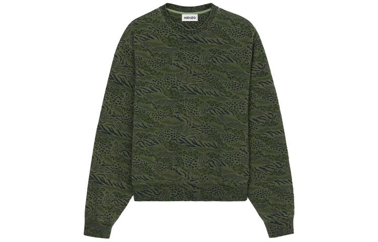 KENZO FW21 Green Leopard Print Crewneck Sweatshirt FB65SW0254ML-51