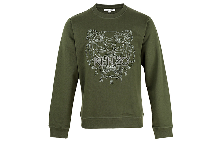 KENZO FW21 Green Tiger Embroidered Crewneck Sweatshirt 5SW1204MX-51