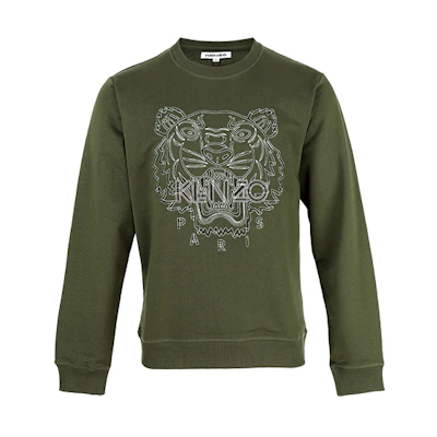 KENZO FW21 Green Tiger Embroidered Crewneck Sweatshirt 5SW1204MX-51