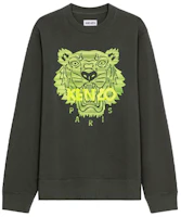 Kenzo FW21 Green Tiger Logo Embroidered Sweatshirt FB65SW1204MB-51A Kenzo FW21 Green Tiger Logo Embroidered Sweatshirt FB65SW1204MB-51A