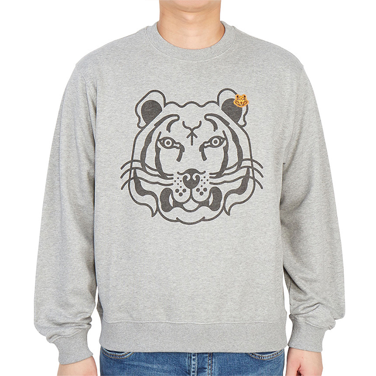 Purchase KENZO FW21 Baju Sejuk Kelabu dengan Sulaman Logo Harimau. 5SW005-4MO