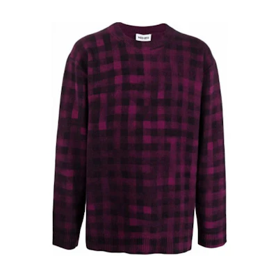 KENZO FW21 Irregular Plaid Wool Sweater Purple . FB65PU6263CA-82