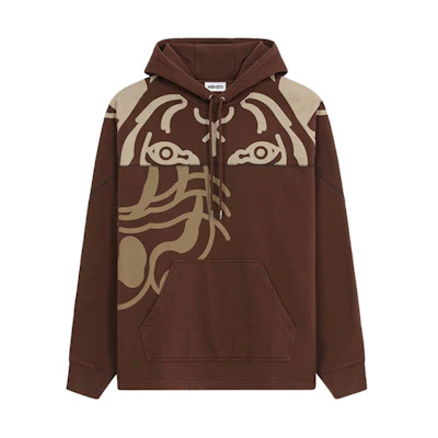KENZO FW21 K-Tiger Oversized Hoodie Brown Fashion Sweatshirt. FB65SW5384MO-90