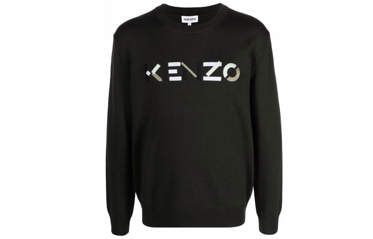 KENZO FW21 Knit Sweater Dark Green Letter Print Crewneck. FB65PU6393LA-97 圖 2