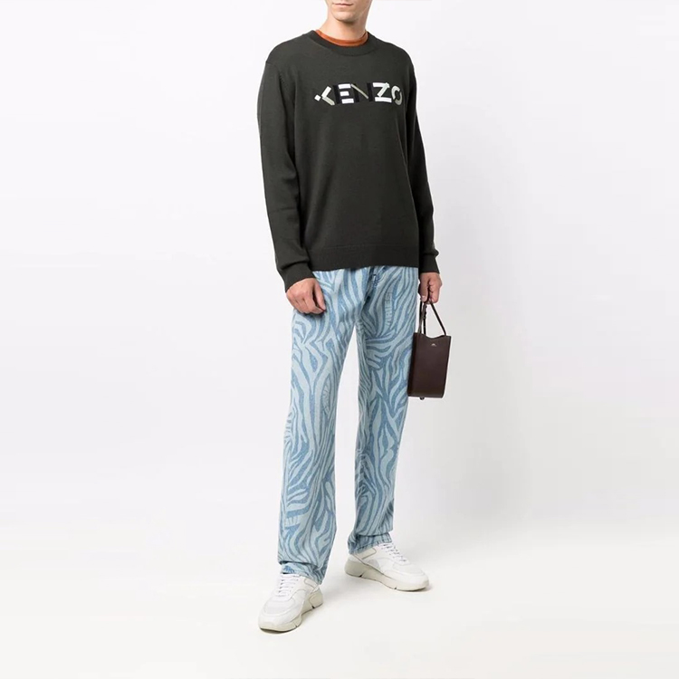 KENZO FW21 Knit Sweater Dark Green Letter Print Crewneck. FB65PU6393LA-97 圖 3