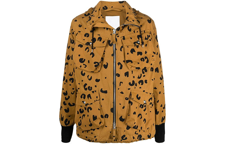 KENZO FW21 Leopard Print Zipper Jacket Men’s Dark Yellow FB55OU3009PB-13