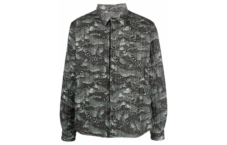 KENZO FW21 Leopard Quilted Shirt Jacket Green. FB65CH4109P6-46