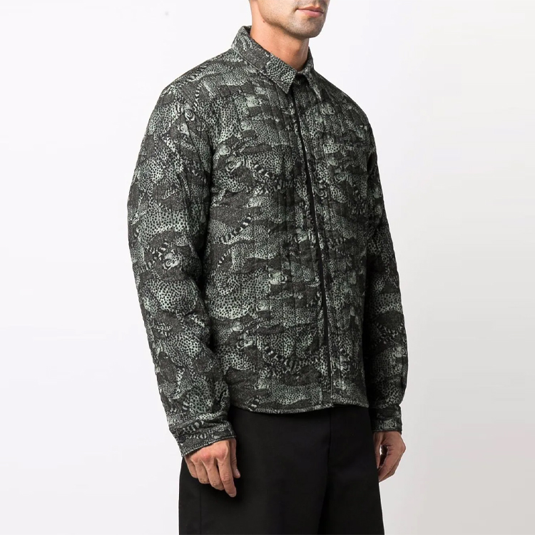 Purchase KENZO FW21 Leopard Quilted Shirt Jacket Green. FB65CH4109P6-46