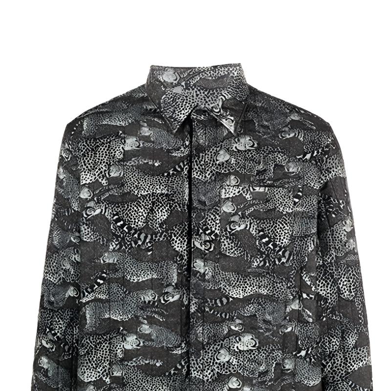 Details for KENZO FW21 Leopard Quilted Shirt Jacket Green. FB65CH4109P6-46