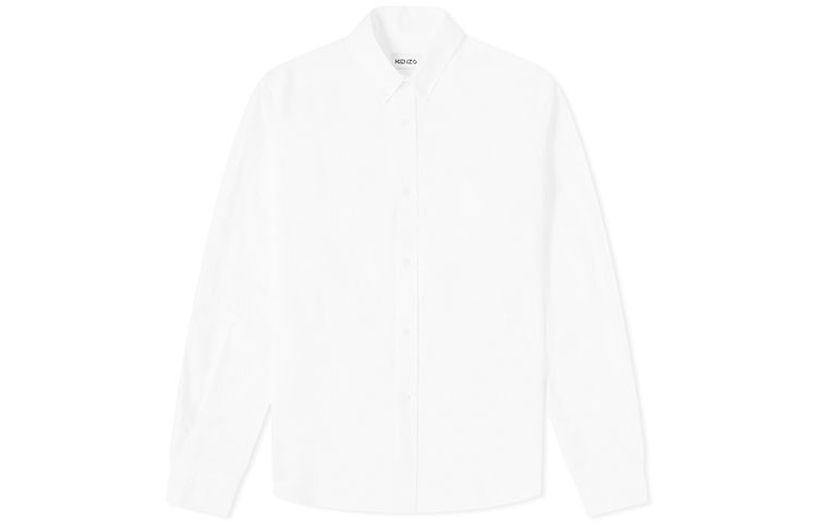 KENZO FW21 Logo Embroidered Long Sleeve Shirt White FB65CH4001LD-01