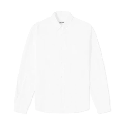KENZO FW21 Logo Embroidered Long Sleeve Shirt White FB65CH4001LD-01
