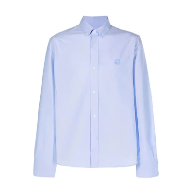 KENZO FW21 Logo Embroidered Loose-Fit Long Sleeve Shirt Blue FB65CH4001LD-63