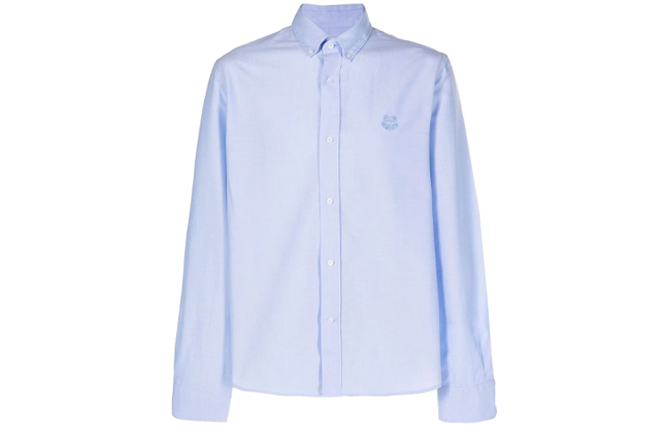 Order ケンゾー FW21 ロゴ刺繍 ルーズフィット 長袖シャツ ブルー FB65CH4001LD-63
