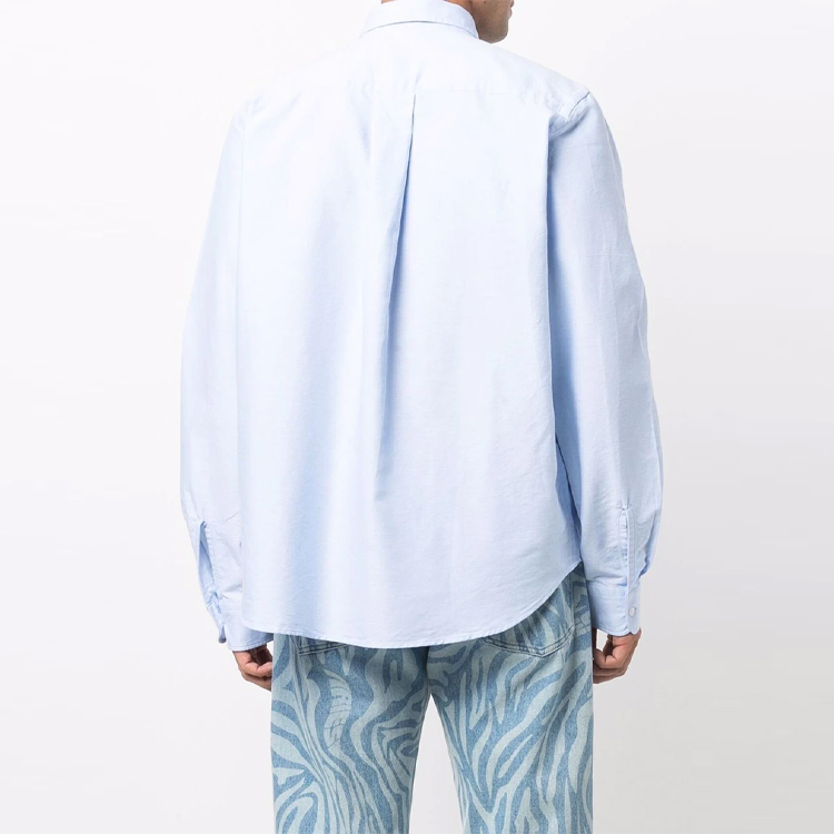 Shop ケンゾー FW21 ロゴ刺繍 ルーズフィット 長袖シャツ ブルー FB65CH4001LD-63