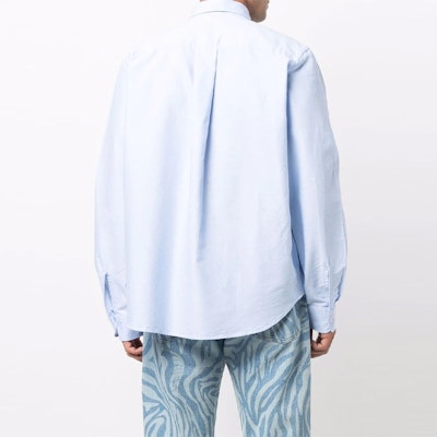 KENZO FW21 Logo Embroidered Loose-Fit Long Sleeve Shirt Blue FB65CH4001LD-63 Shop KENZO FW21 Logo Embroidered Loose-Fit Long Sleeve Shirt Blue FB65CH4001LD-63