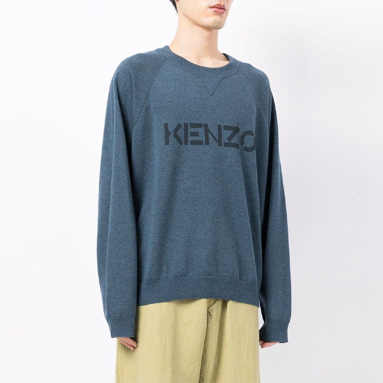 KENZO FW21 Logo Intarsia Wool Pullover Sweater Crewneck Blue FB65PU6333LB-77 圖 5
