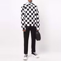 Lookbook KENZO FW21 格紋印花標誌針織毛衣 黑色. FB65PU6003CD-01