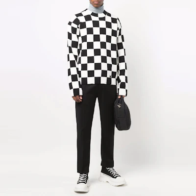 KENZO FW21 Logo Cetak Sweater Rajut Kotak Hitam. FB65PU6003CD-01 Lookbook KENZO FW21 Logo Cetak Sweater Rajut Kotak Hitam. FB65PU6003CD-01