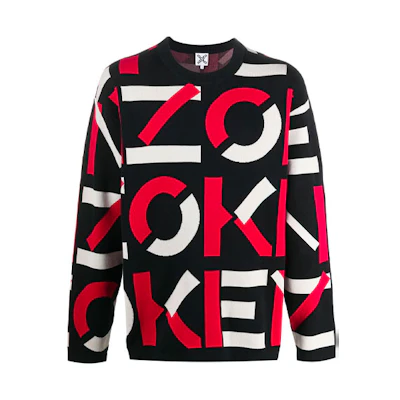 KENZO FW21 Logo Print Crewneck Long Sleeve Pullover Sweatshirt Black Mens FA65PU5323SC-21