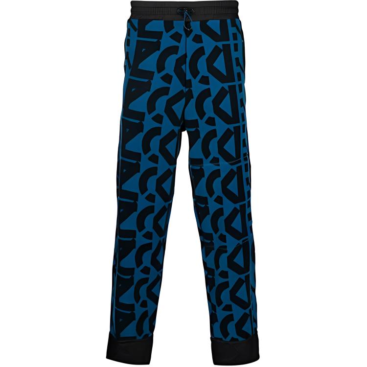 KENZO FW21 Logo Print Fleece Sweatpants Blue FB65PA7544MR-78
