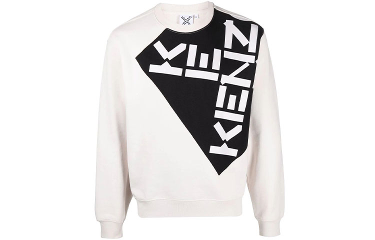 KENZO FW21 Logo Printed Colorblock Pullover Sweatshirt White FB65SW0204MS-94
