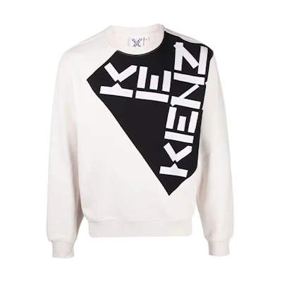 KENZO FW21 Logo Printed Colorblock Pullover Sweatshirt White FB65SW0204MS-94