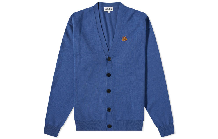 KENZO FW21 Loose Fit Solid Wool Knit Sweater Blue FB65CA6353TA-72