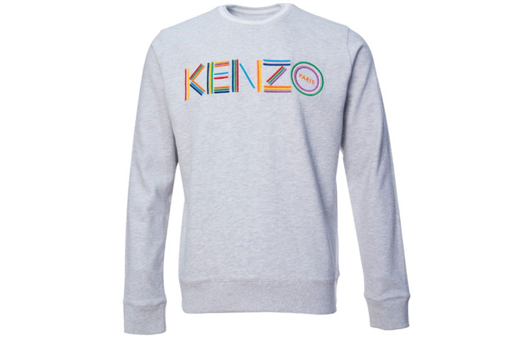 KENZO FW21 Multicolor Logo Print Pullover Long Sleeve Sweatshirt Grey Men KE5SW1994XP-93
