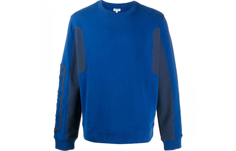 KENZO FW21 Patchwork Crewneck Pullover Sweatshirt Blue () FA55SW1704MC-76