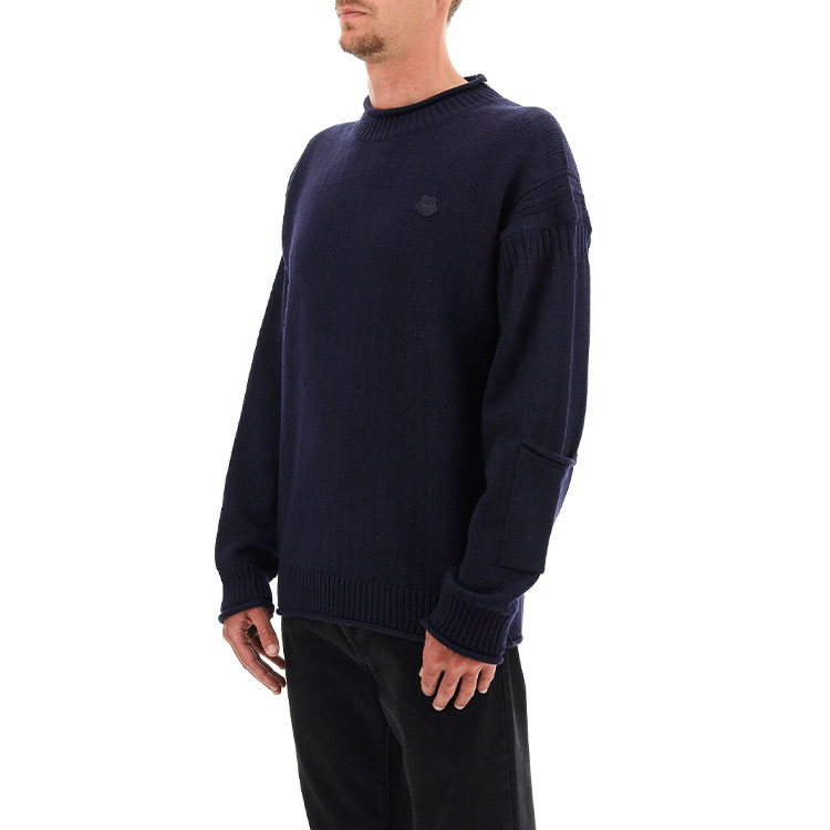 Sizing KENZO FW21 Baju Sejuk Rajut Bulu Navy Blue FB65PU6303TB-79