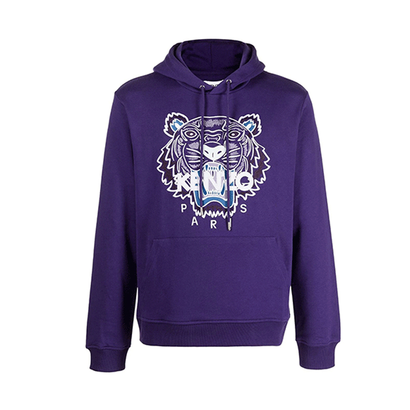KENZO FW21 Purple Tiger Logo Print Hoodie FB65SW3334XA-80