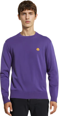 KENZO FW21 Purple Wool Knit Sweater with Chest Logo. FB65PU6423TA-80 Details for KENZO FW21 Purple Wool Knit Sweater with Chest Logo. FB65PU6423TA-80