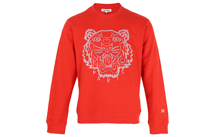 KENZO FW21 Red Tiger Embroidered Crewneck Pullover Sweatshirt Men 5SW1204MN-21