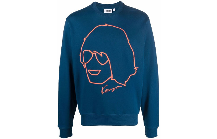 KENZO FW21 Sketch Print Pullover Sweatshirt Blue FB65SW0074ML-77
