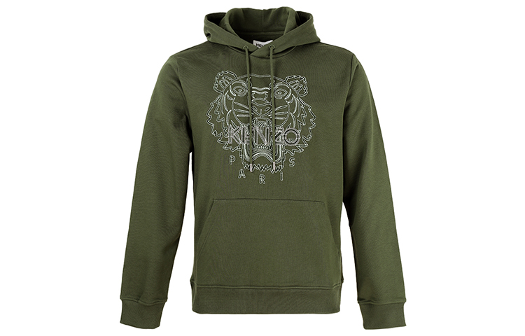 KENZO FW21 Solid Color Tiger Embroidered Hoodie Green () 5SW3304MX-51