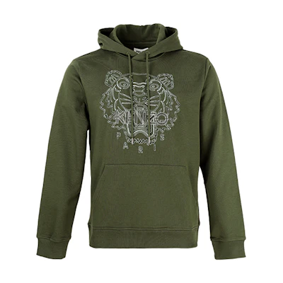 KENZO FW21 Solid Color Tiger Embroidered Hoodie Green () 5SW3304MX-51