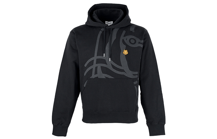 KENZO FW21 Tiger Embroidered Hoodie Black Long Sleeve 5SW3054MO-99
