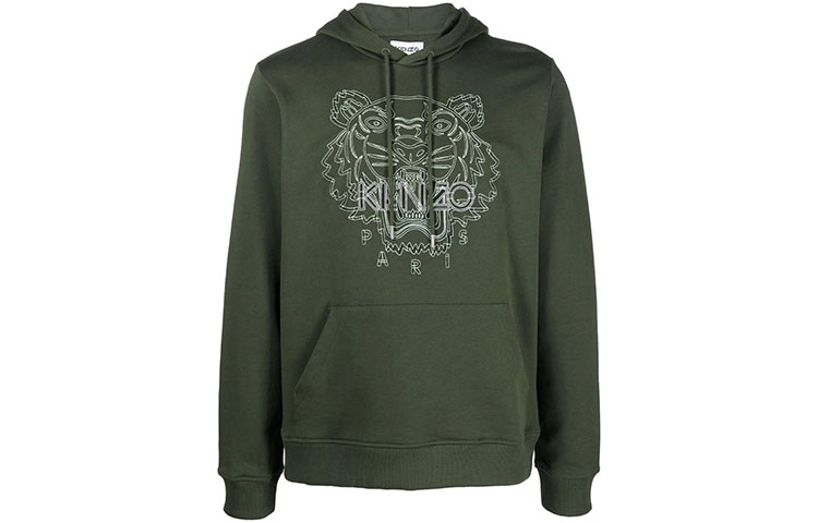 KENZO FW21 Tiger Embroidered Logo Hoodie Green () FB65SW3304MX-51