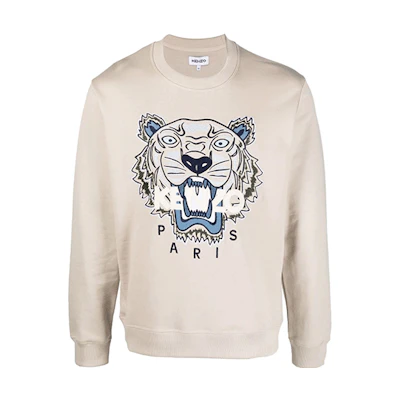 KENZO FW21 Tiger Embroidered Pullover Sweatshirt Grey FC55SW1234XL-08