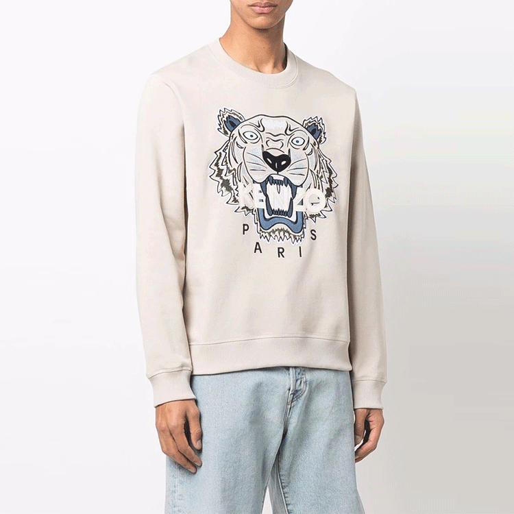 Lookbook KENZO FW21 Tiger Bordir Pullover Sweatshirt Abu-abu FC55SW1234XL-08