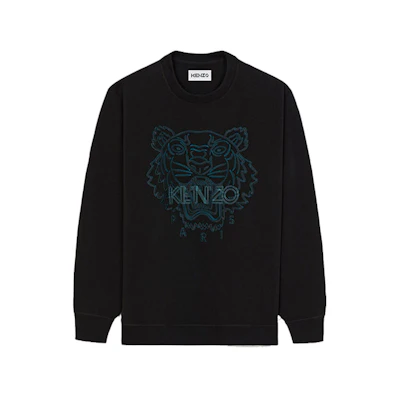 KENZO FW21 Tiger Head Embroidered Crewneck Sweatshirt Unisex Black FB65SW1204MX-99
