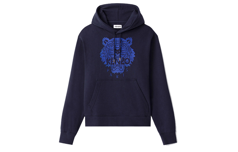 KENZO FW21 Tiger Head Navy Blue Pullover Hoodie FB55SW3324XF-76