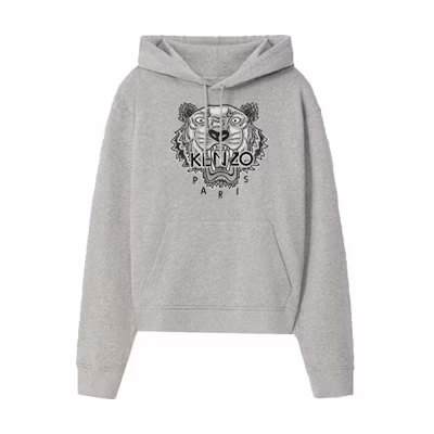 KENZO FW21 Tiger Logo Embroidered Hoodie Grey . 65SW3114XV-94