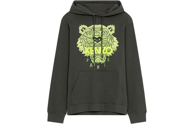 KENZO FW21 Tiger Logo Embroidered Hoodie Khaki 65SW3114XV-51A