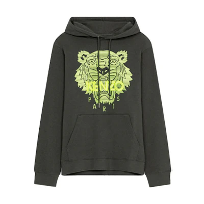 KENZO FW21 Tiger Logo Embroidered Hoodie Khaki 65SW3114XV-51A