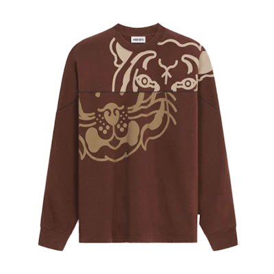 KENZO FW21 Tiger Print Crewneck Pullover Sweatshirt Brown FB65SW5284MO-90