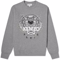 KENZO FW21 Tiger Print Crewneck Sweatshirt Men Grey FB65SW1234XA-95 KENZO FW21 Tiger Print Crewneck Sweatshirt Men Grey FB65SW1234XA-95
